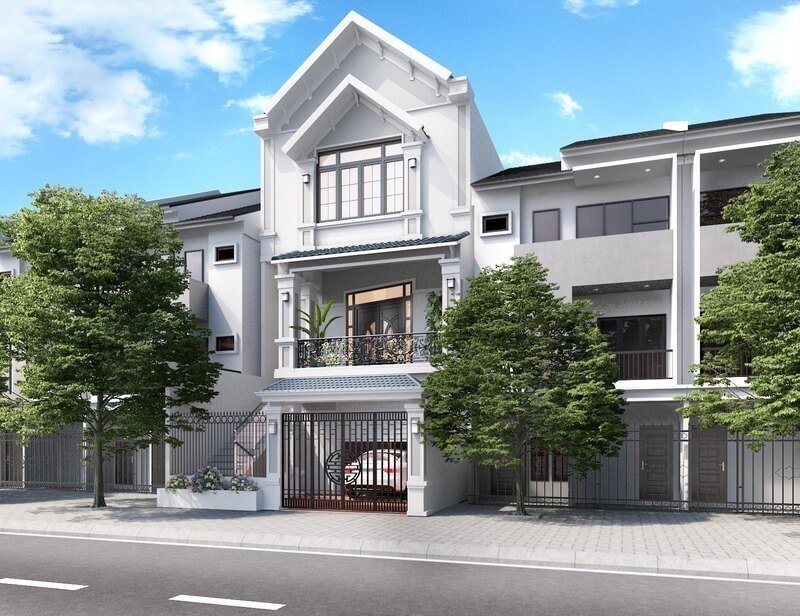 Phối cảnh mặt tiền mẫu nhà phố 3 tầng rộng 6m đẹp